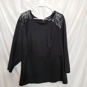 Catherines Black label 2X 22 24 Blouse Zip Back